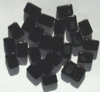 25 12x8x4mm Black Brick Glass Beads